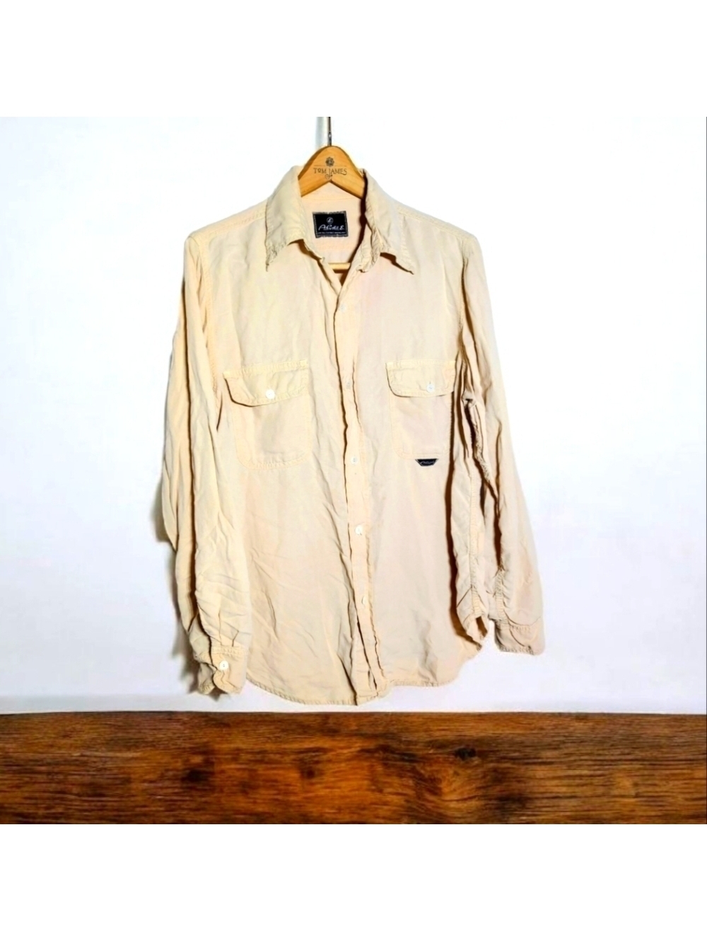 Agolde Dylan sz M Button Down Shirt Tan A.Gold.E Lyocell